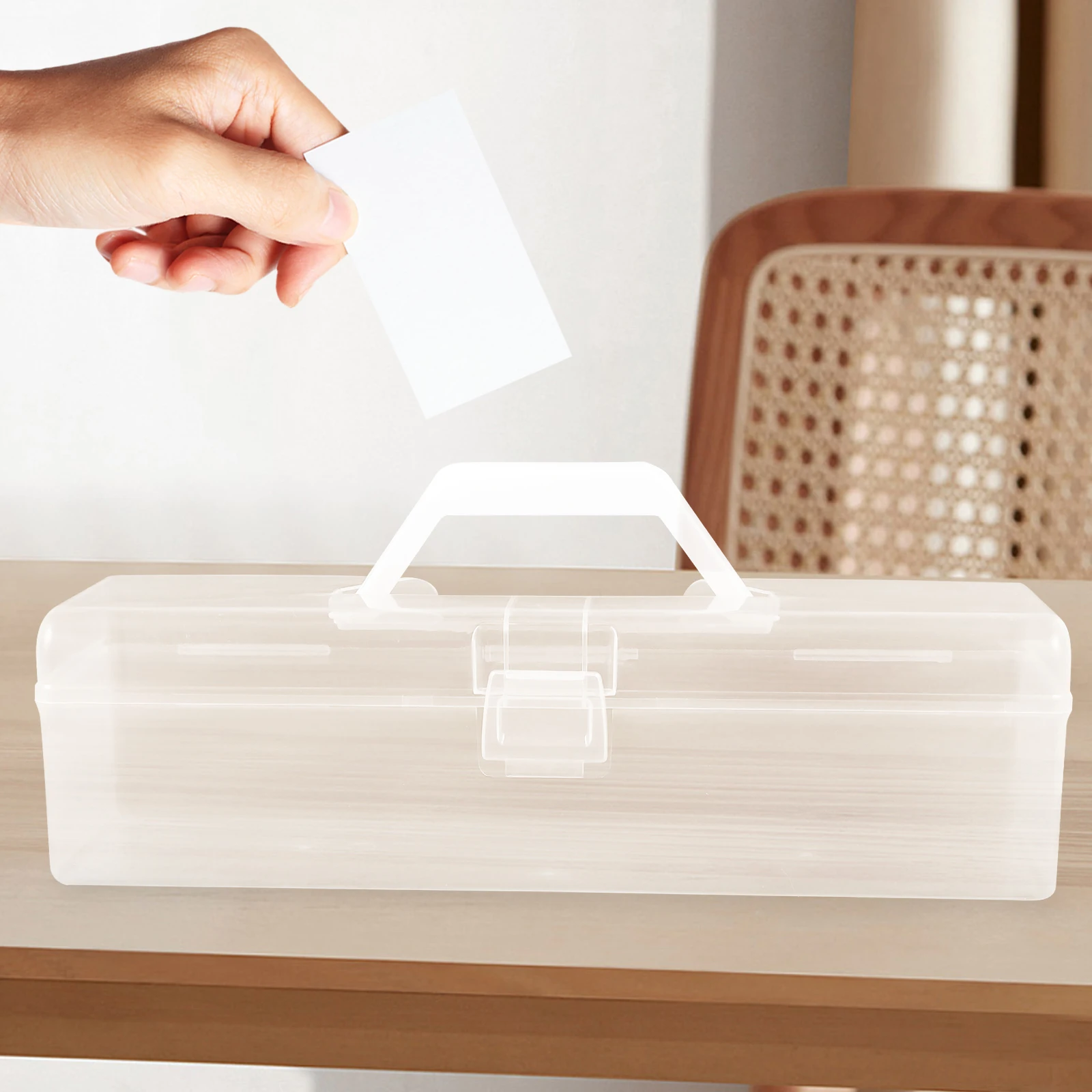 

Clear Storage Box Business Cards Organizer Case Portable Holder Transparent Durable Card Container Large Capacity