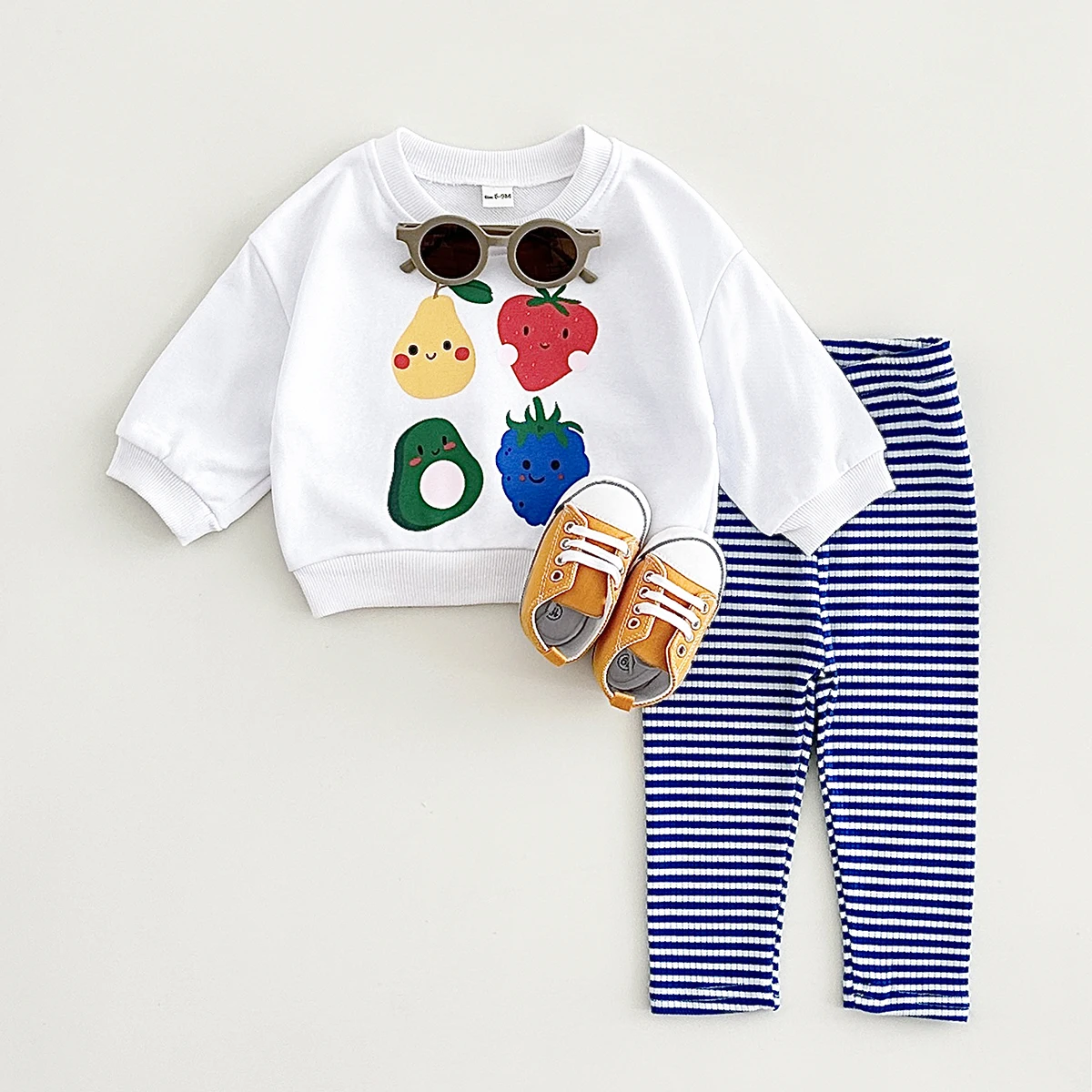 Ins Newborn Baby Girls Clothes Spring Autumn Fruit Print Long Sleeved Top+Pants Infant Baby Outfit Two Piece Set Children 0-3Y