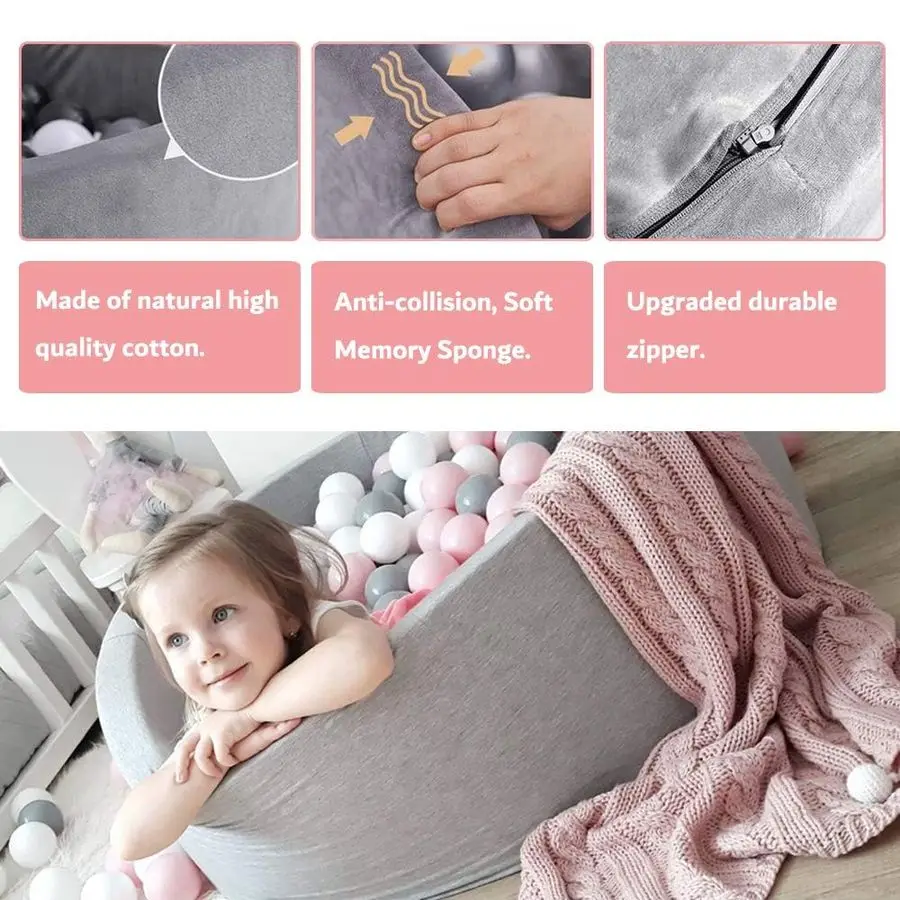 フォームボールピット キッズボールプール 幼児用プレイペン ソフトラウンドボールプール プレイおもちゃ 赤ちゃん 子供 室内＆屋外用、グレー
