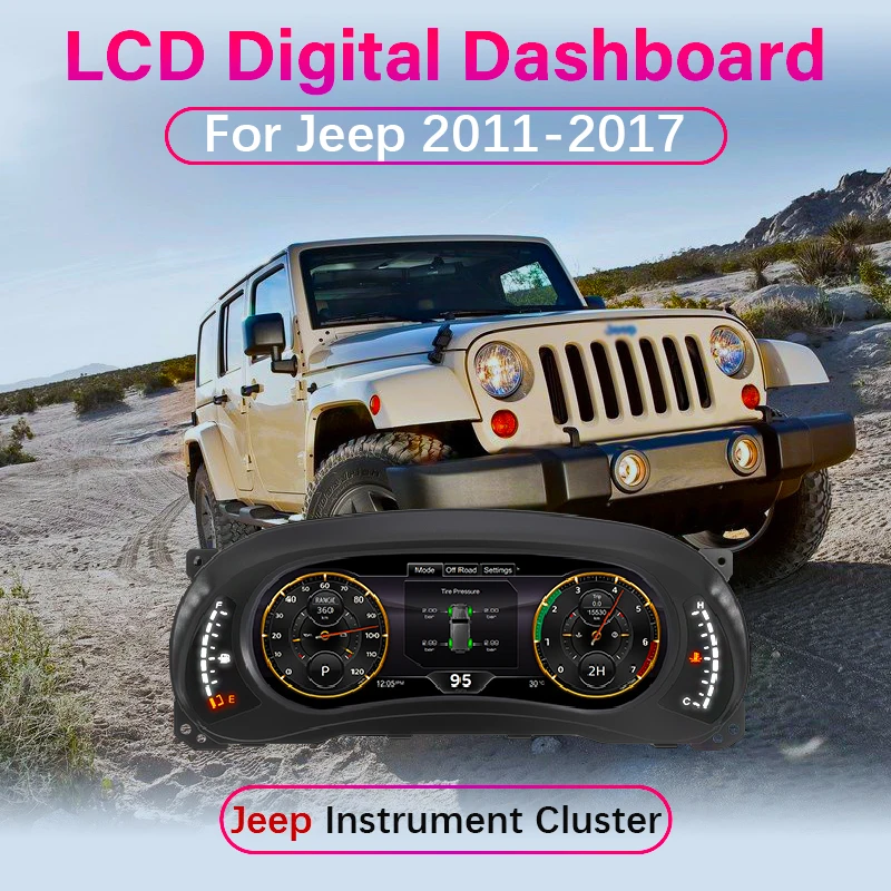 Newly upgraded 12.3-inch virtual cockpit panel For Jeep Wrangler 2011-2017 Automotive LCD digital cluster dashboard retrofit