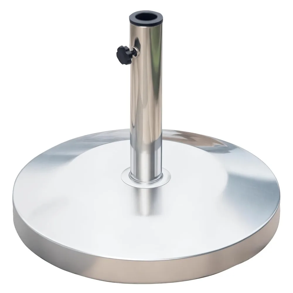 

55lb Round Stainless Steel Outdoor Patio Umbrella Stand Base with Heavy Cement Bottom & Mirror Finish, Customized