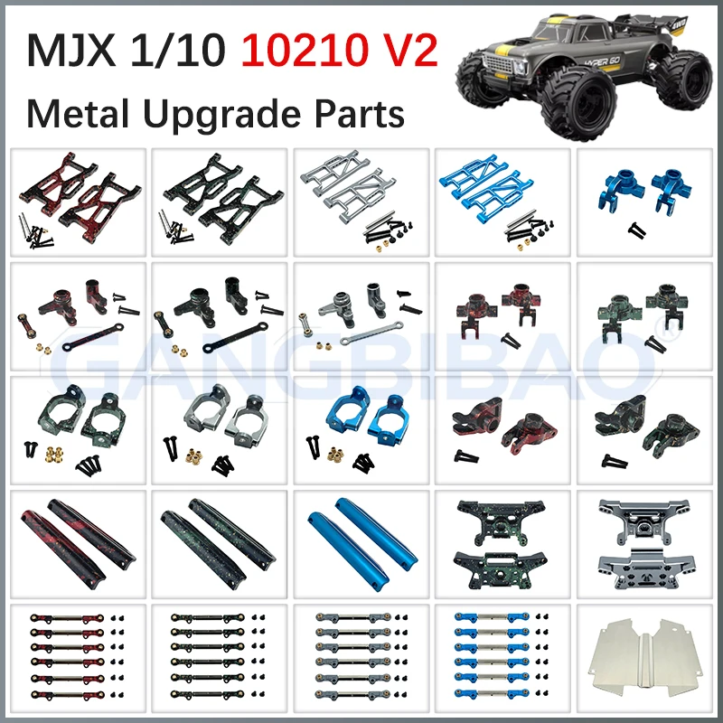 MJX Hyper Go 10210 V1 10208 V2 RC Car Metal Modification Upgrade Kit Swing Arm, Steering Cup, C Seat, Shock Mounts, Pull Rod