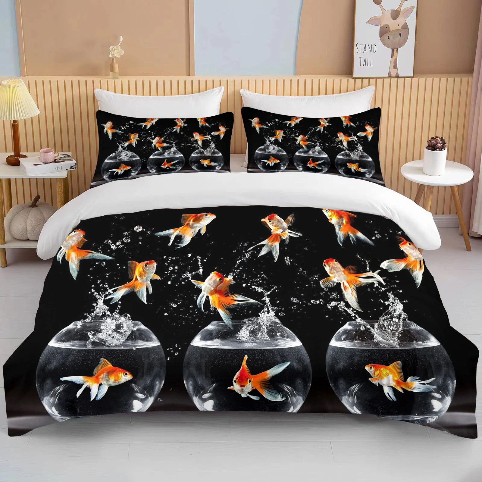 10 sizes Cute Goldfish Bedding Set Custom Kids Boys Teens Video Game Duvet Cover For Youth New Game Controller Bedspread