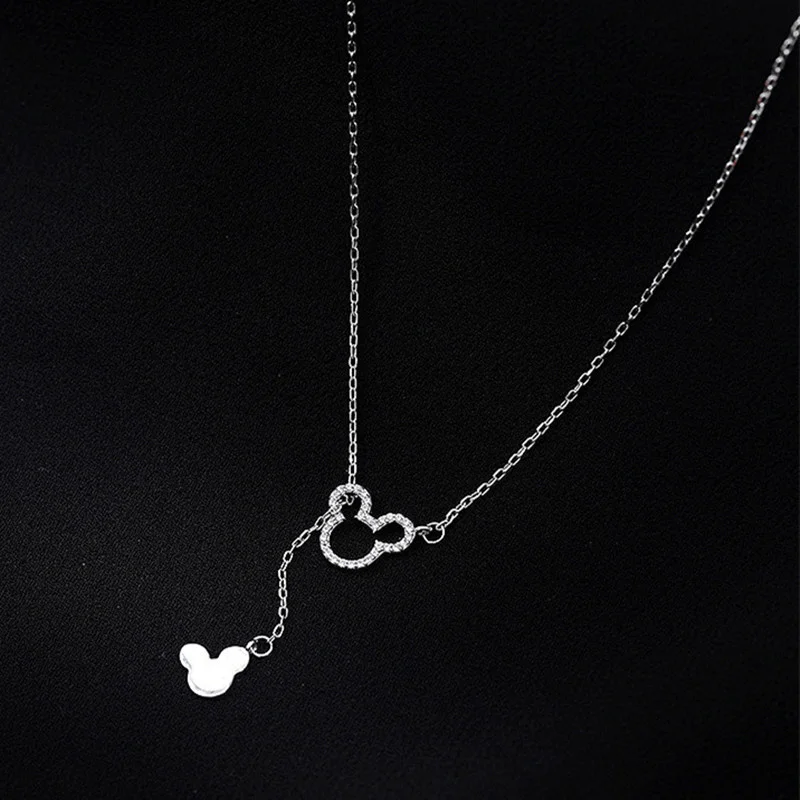 Disney Anime Mickey Mouse Necklace Kawaii Minnie Metal Pendant Cartoon Simple Necklace Woman Girl Accessories Toy Gifts