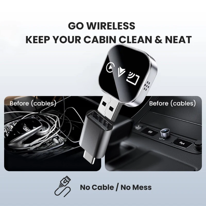Getpairr Wireless CarPlay & Android Auto Adapter USB Plug & Play BT 5.0 + 5G WiFi Screen Mirroring Voice Control Car Upgrade Box