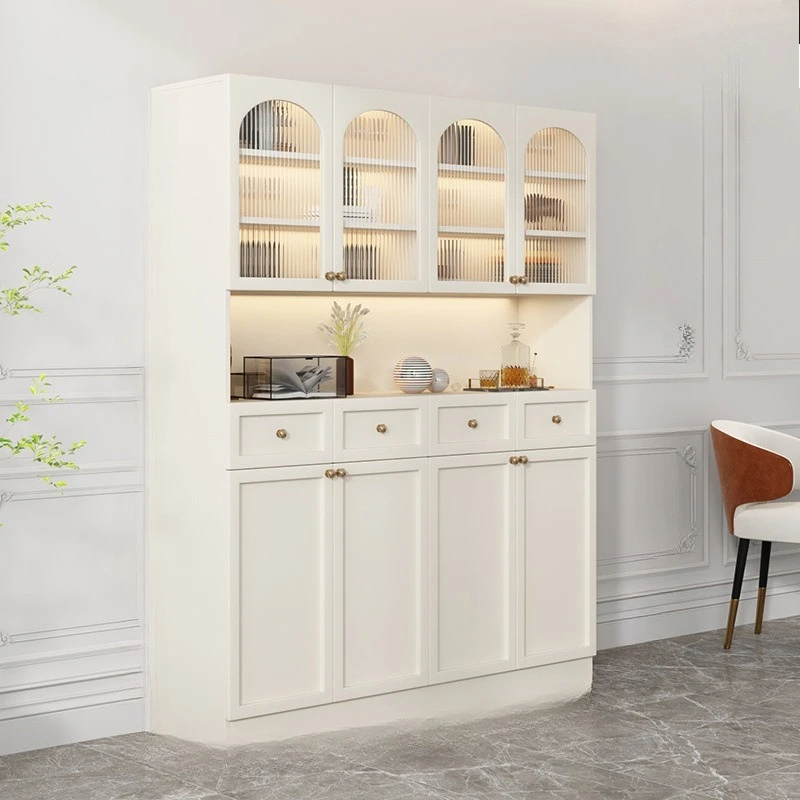 

Cream wind solid wood dining side cabinet locker kitchen living room integrated storage against the wall
