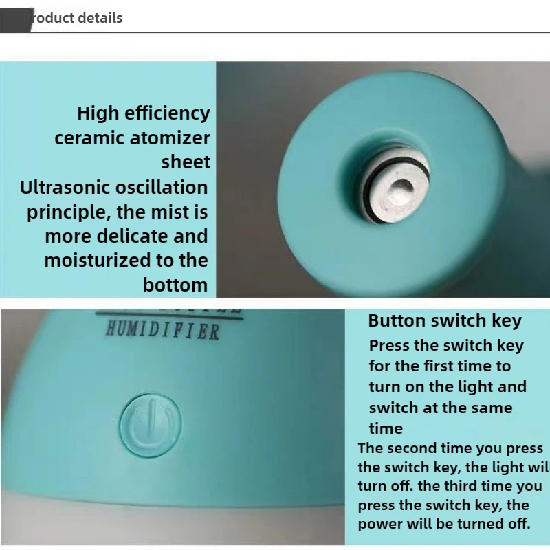 Umidificatore d'aria Casa Camera da letto Piccolo mini ufficio Desktop Umidificatore per aromaterapia di grande capacità e alto valore con luce notturna