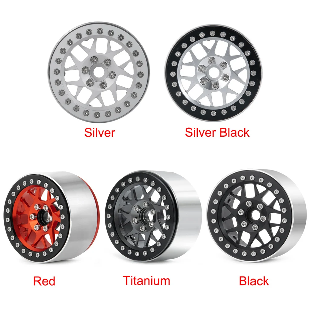 AXSPEED Silver Metal 2.2 inch Beadlock Wheel Rims Hubs with 120mm OD Rubber Tires for Axial Wraith TRX-4 1/10 RC Model Car Part