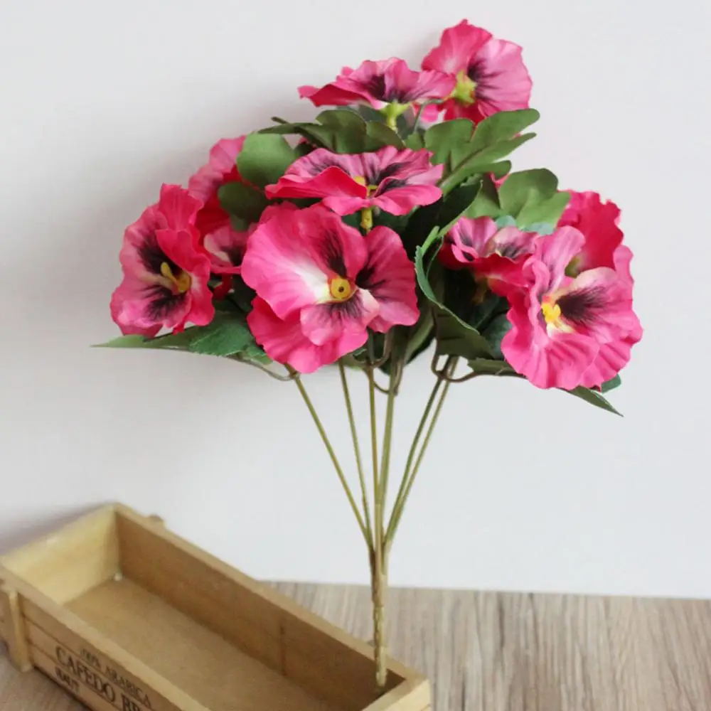 زهور بانسي الاصطناعية الزهور الاصطناعية الحرير ورد صناعي ديكور المنزل مكتب الزفاف زهرة اصطناعية زينة بانسي