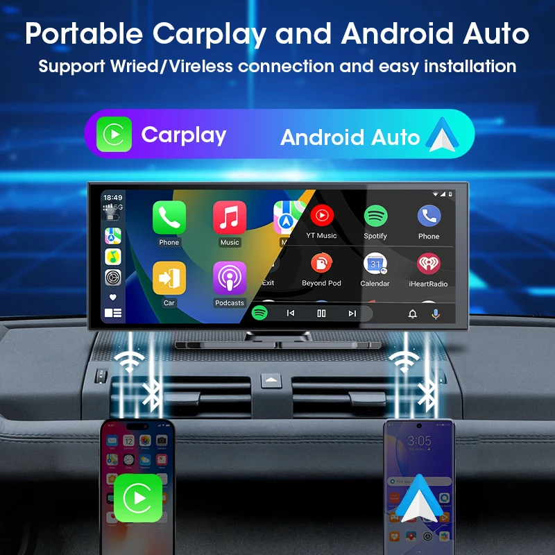 11.26 inch 360° Rotate Car DVR 4K Len Wireless Carplay Android