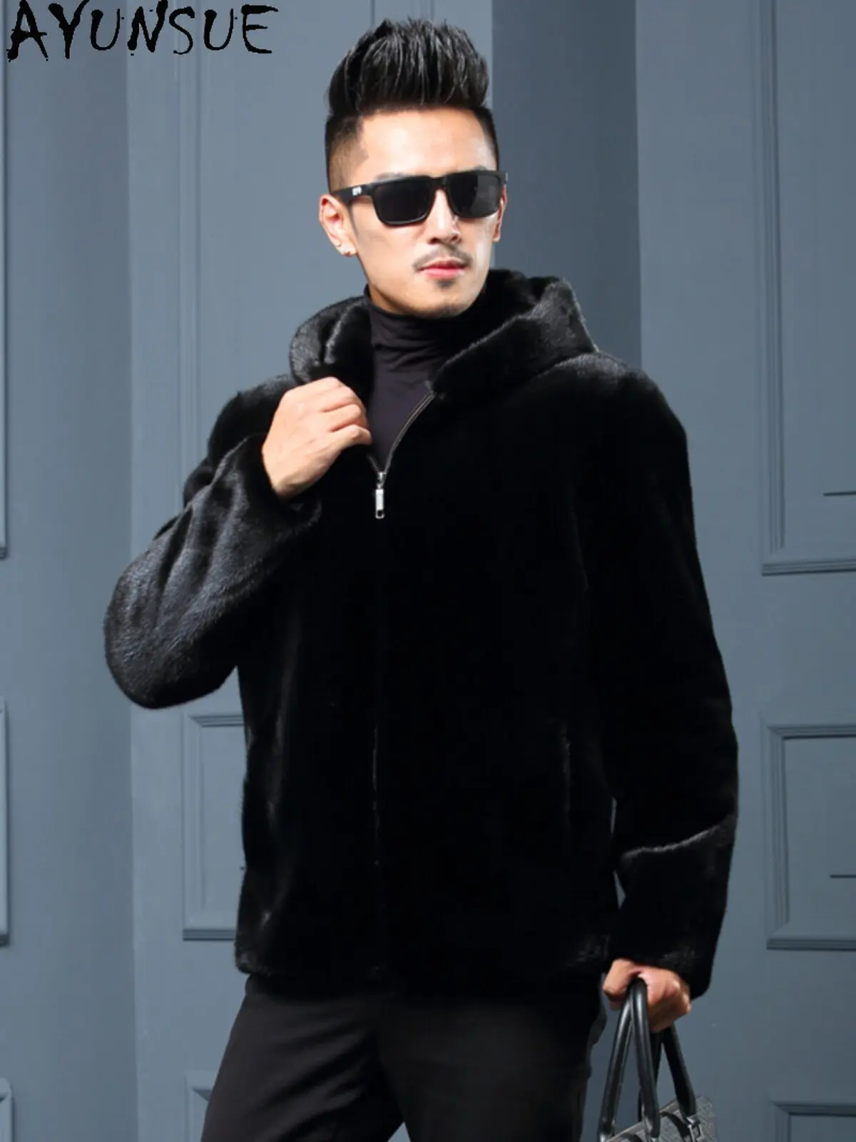 AYUSNUE 100% Real Mink Coat Men Luxury Clothes Warm Winter Jacket Hoodie Whole Mink Real Fur Coats Man XS-12XL Мех Натуральный view 3