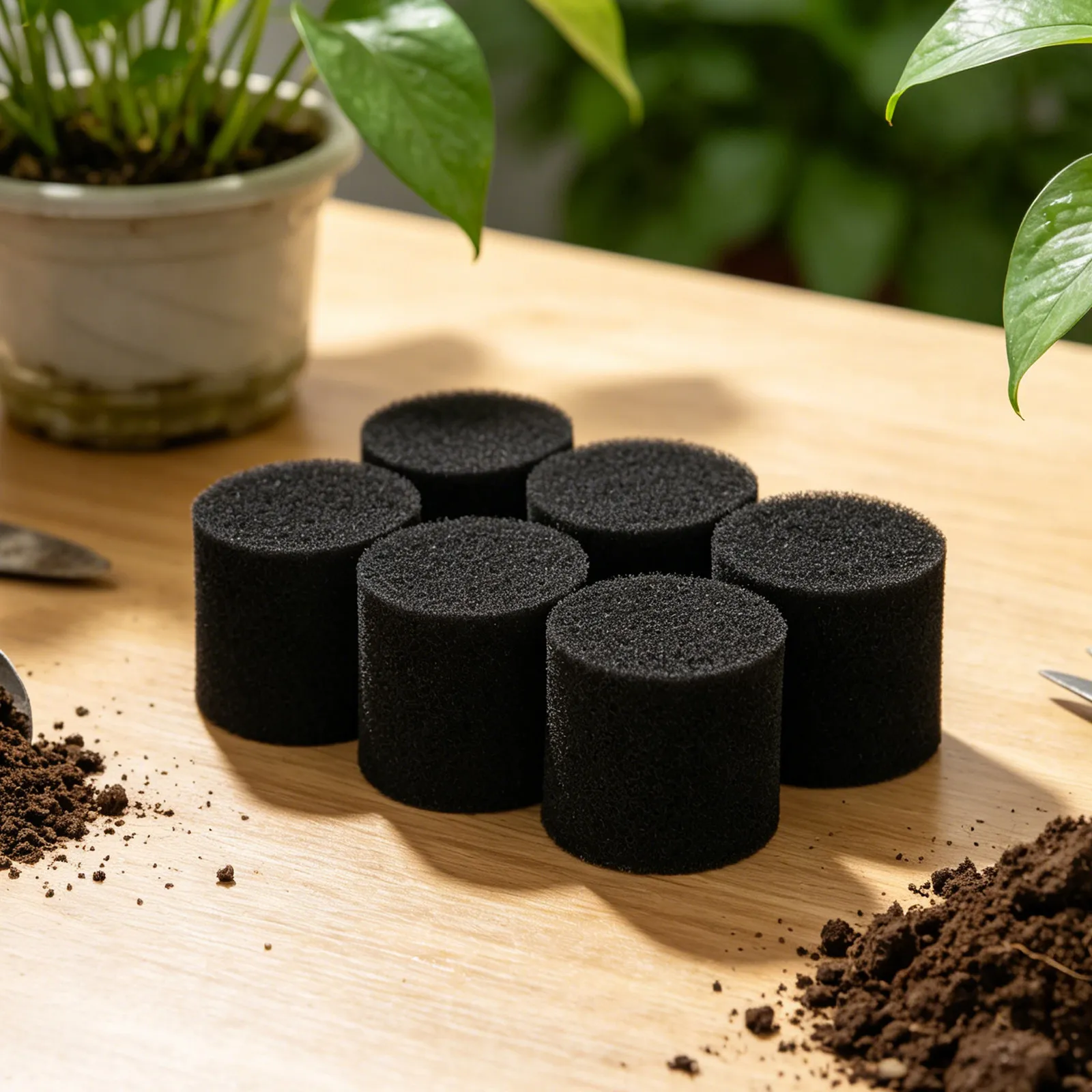50Pcs Hydroponic Grow Sponges Cylindrical Seed Starter Media Replacement for Indoor Garden Net Pot Sponge Inserts Root