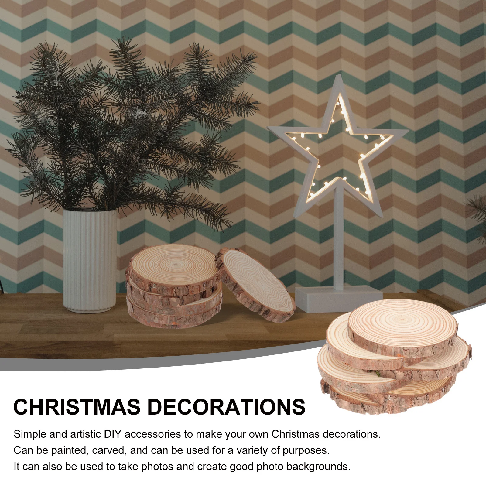 

6Pcs Natural Round Wood Slices Unfinished Wooden Circles for DIY Craft Painting Wedding Home Decor Coasters Wood Slices