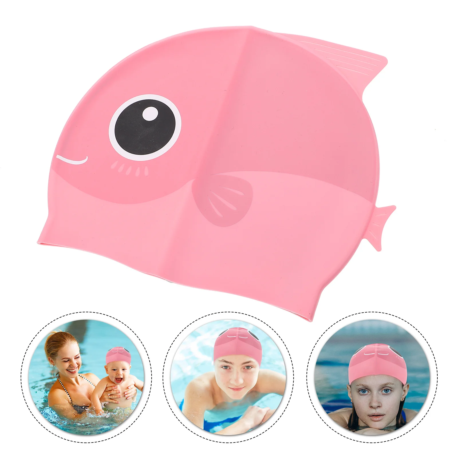 

Silicone Cartoon Swimcap for Kids Extended Brim Swimming Hat Toddler Swim Caps Lightweight Comfortable Flexible