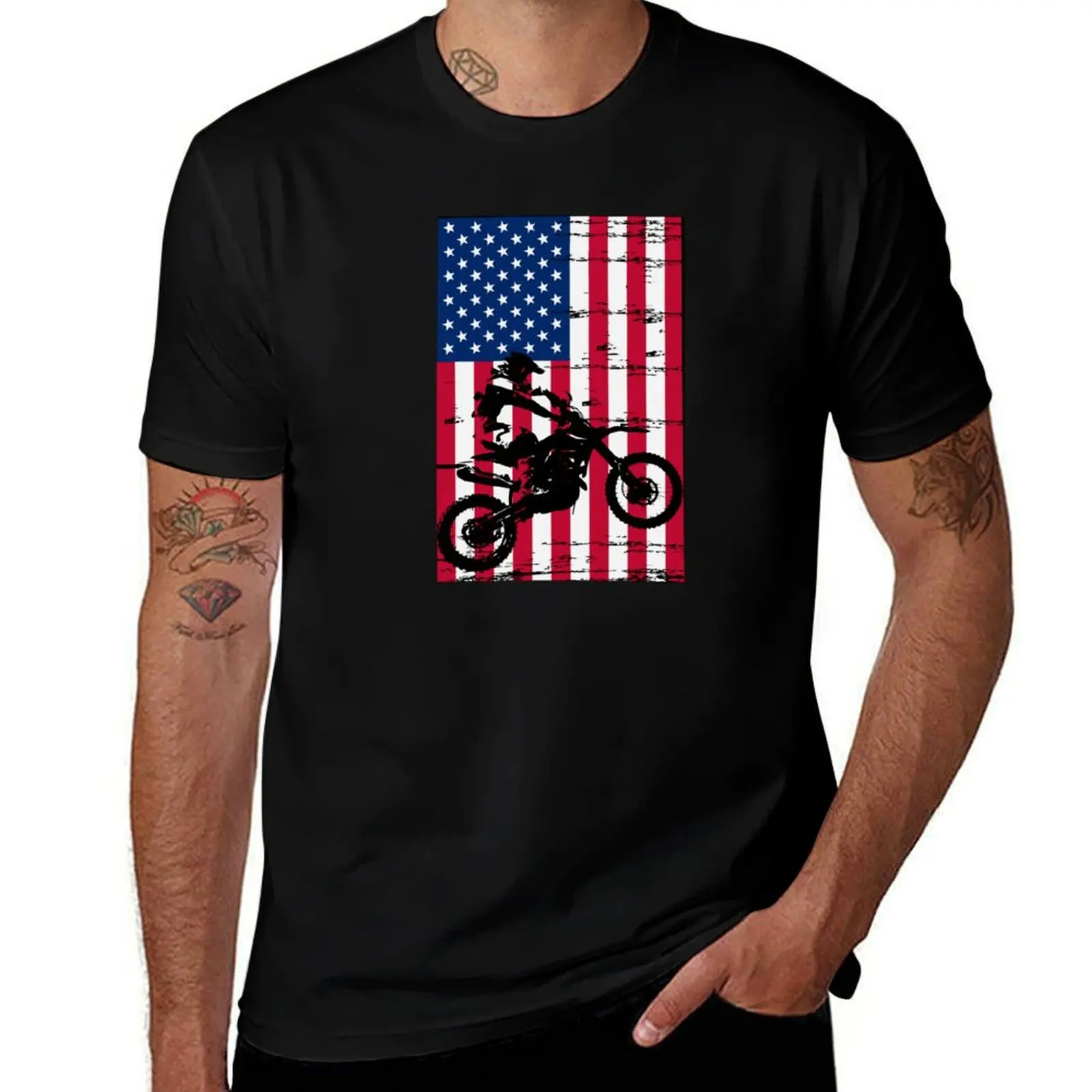 

Fourth of July Dirtbike T-Shirt Stylish Graphic Short Sleeve Top
