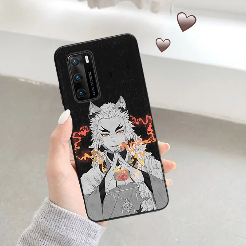 Ultra Thin Soft Case For Huawei P40 P30 P20 P Smart Moto G200 G30 G31 One Fusion Rengoku Kyoujurou Demon Slayer Black Back Cover