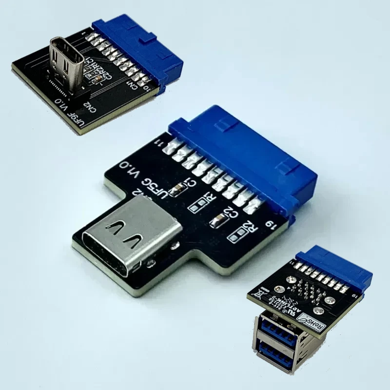 

19-контактный адаптер USB 3.0, 5 Гбит/с, материнская плата компьютера, 19-контактный разъем, преобразующий в тип C, тип E, двойной разъем USB A, гнездовой порт, вилка