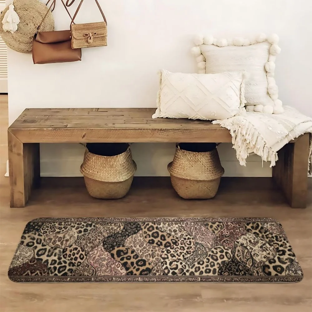 VIKAMA Jaguar Leopard Print Long Carpet Washable Non-Slip Kitchen Mat Bedroom Hallway Carpet Home Decor