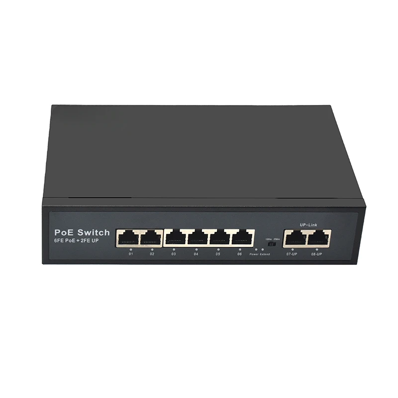 10/100Mbps 6 Port PoE+ 2 Port Uplink Smart Switch Fast PoE Switch Support AI + 6KV Lightning Protection