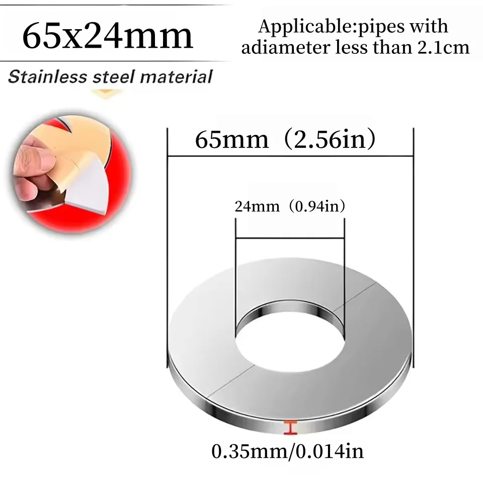 5pcs Stainless Steel Water Pipe Wall Cover Split Flange Round Escutcheon Plate Wall-mounted Faucet Accessories Home Supplies