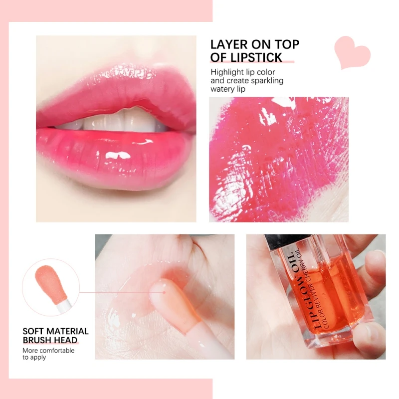 Crystal Jelly Moisturizing Lip Oil Plumping Lip Gloss Makeup Lipstick Sexy Plump Lip Gloss Oil Tinted Lip Plumper 6ml