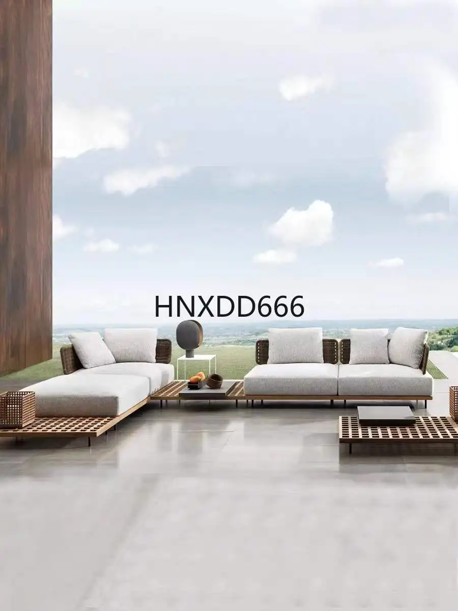 

Outdoor rattan chair solid wood coffee table sofa