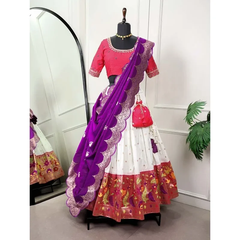 

Attractive Latest Wedding Wear Designer Jacquard Silk Lehenga Choli With Dupatta