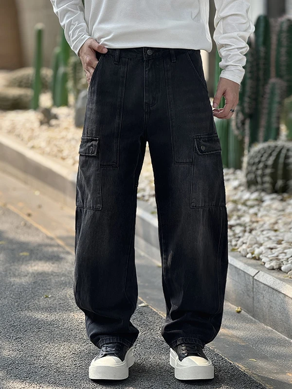 

Мужские джинсы в стиле ретро: прямые, свободного кроя, повседневные, из плотной ткани, винтажные, американские, широкие, длинные брюки