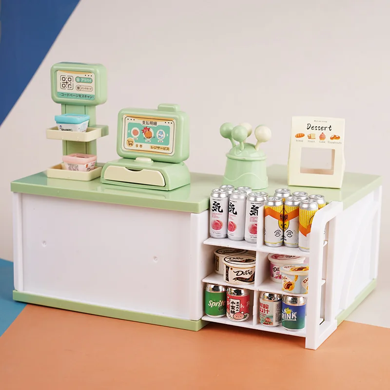 Kids Supermarket Toy Pretend Play Set With Cash Register Shopping Cart For Children Educational Role Play Games