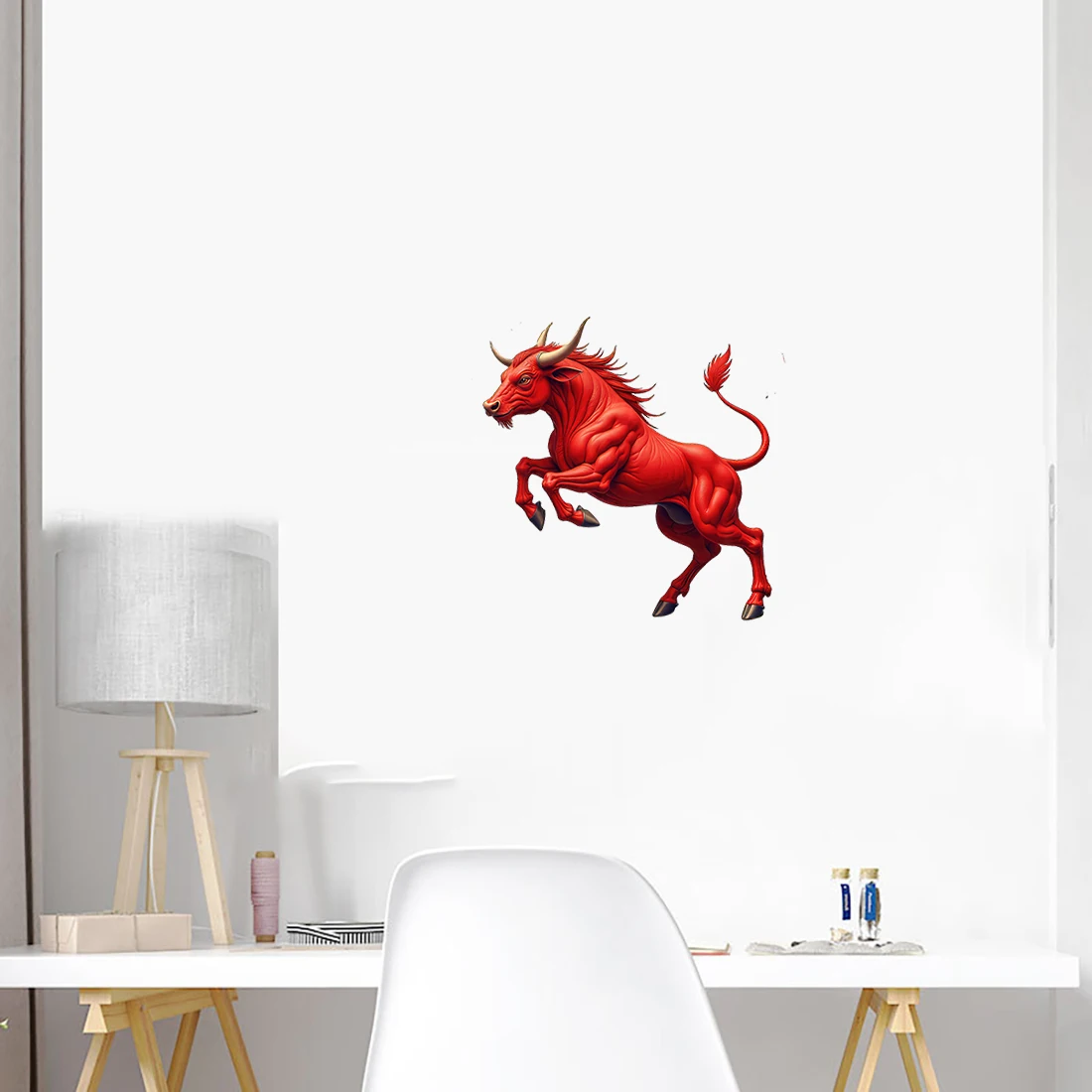 Three Ratels CF72 Flame Bull Art Animal Stickers for Home Decoration Personalized Car Stickers