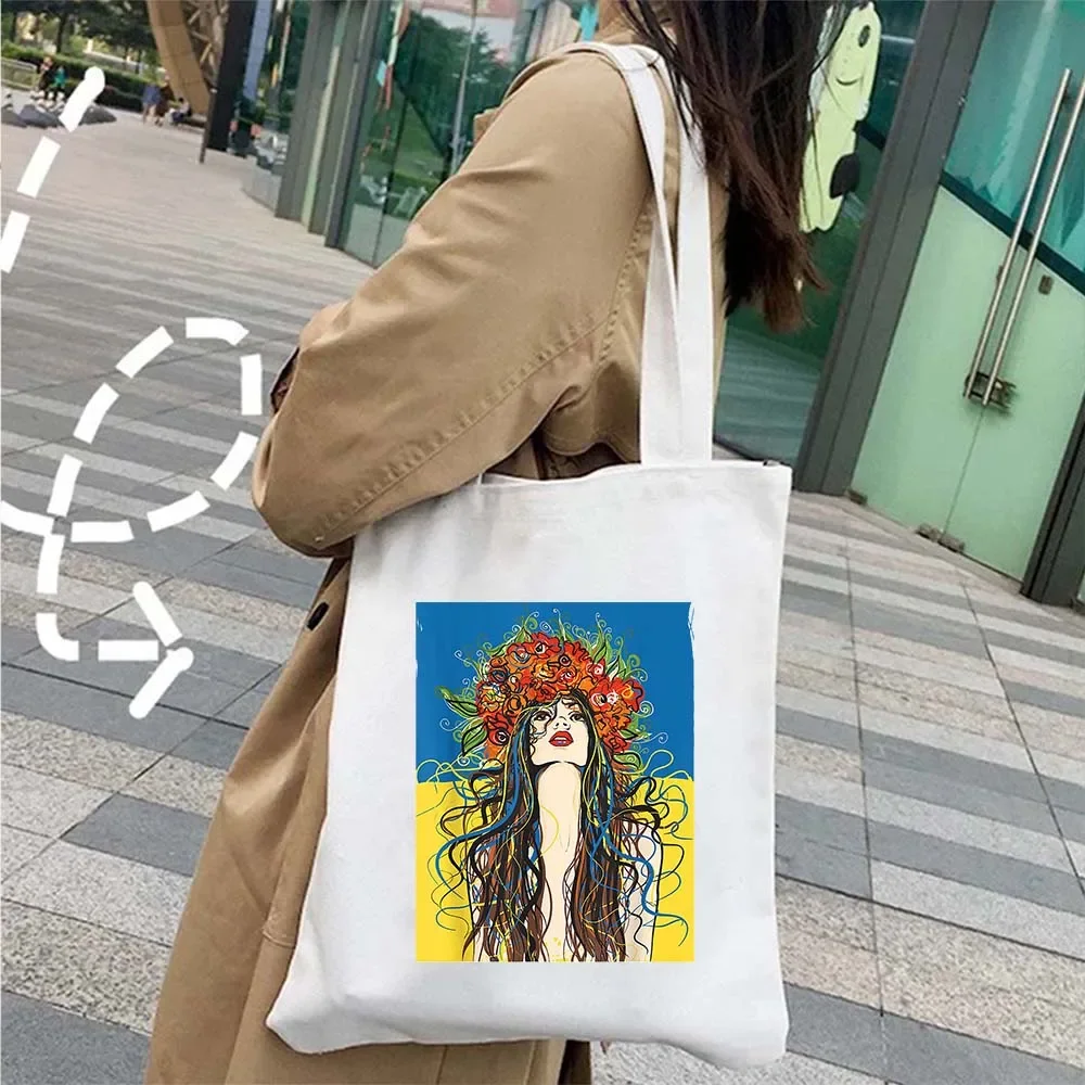 Peace Sunflower Coat of arms of Ukraine Flag Ukrainian Tryzub Patriotic Gift Shopper Harajuku Tote Shopping Bag Shoulder Handbag