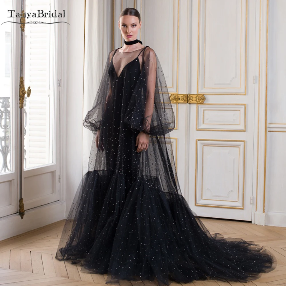 

Long Sleeved Cape ,Sparkly Fashion Oufit Floor Length ,Ruffles Buttoms ,Bridal Jacket DJ251
