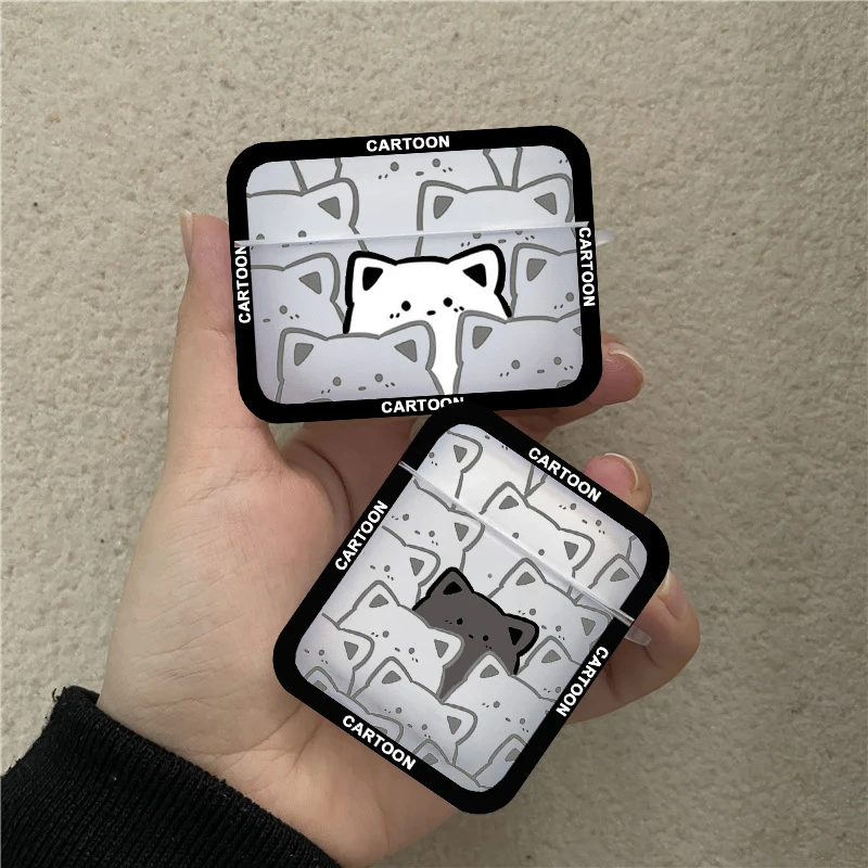 لطيف الكرتون القط زوجين حقيبة سماعة الاذن ل Airpods 4th 3rd 2 Pro 3 غطاء مقاوم للصدمات ل Airpod 2 3 1 ملحقات واقية قذيفة
