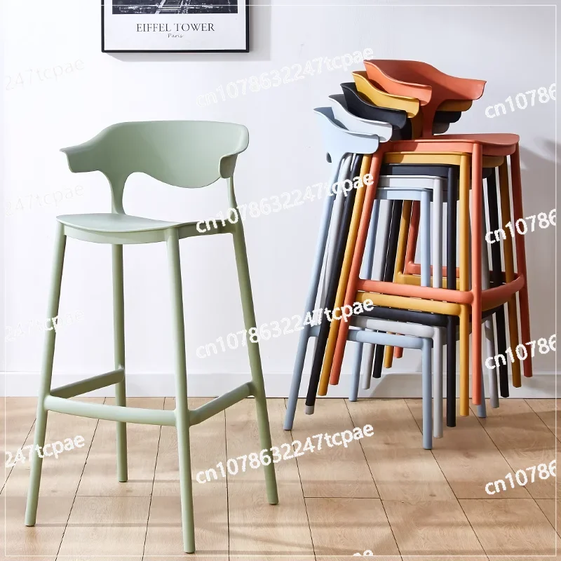 Nordic designer bar chairs minimalist front desk plastic bar chairs stacked ins Internet celebrity bar custom high stool