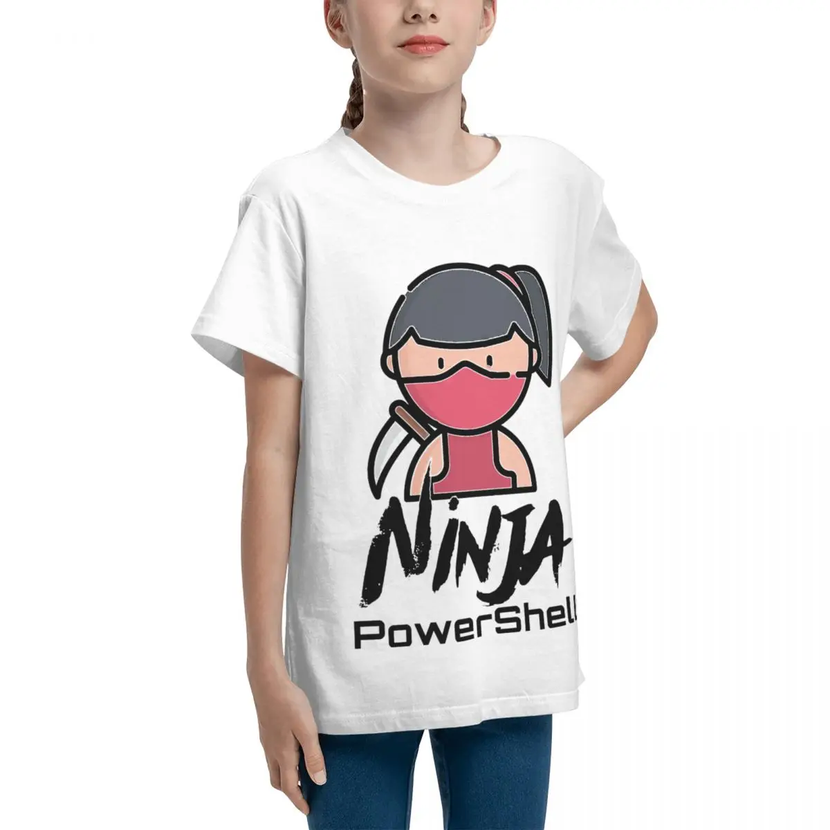 Harajuku PowerShell Ninja (Color Black) Essential For Teeanger Basic Short Sleeve T-Shirt Top tee premium grade Travel Humor