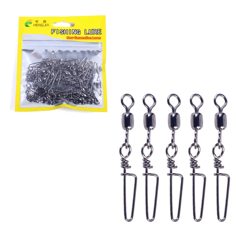 50Pcs/lot  Stainless Steel Fishing Triangle Connector Pin Bearing Rolling Swivel Snap Fishing Accessories For Fishhook