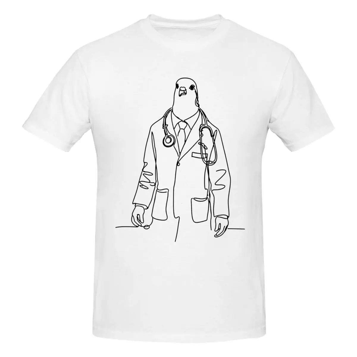 Men Pigeon Doctor Walking Down Hallway Meme Fun T Shirt Vintage Cotton T Shirt Homme