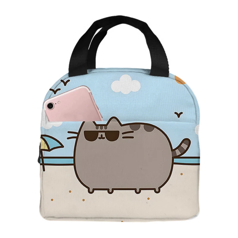 Kawaii Pusheen Kids Anime 3D Printed Lunch Bag Children Creative Cute Food Insulation Bags Cartoon Handbag Storage Tote Gifts