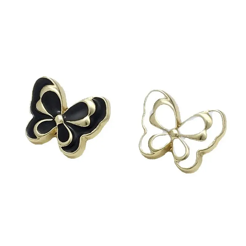 10PCS Black Butterfly-patterned Oiled Metal Hand-sewn Button Women's Dress Top Knitted Cardigan Coat Decorative Buttons