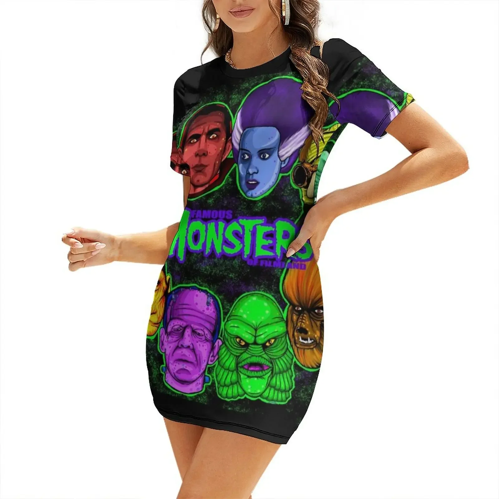 

Famous Monsters of Filmland Short-Sleeved Dress ladies dresses for special occasions Woman dresses Woman's evening dress Dress