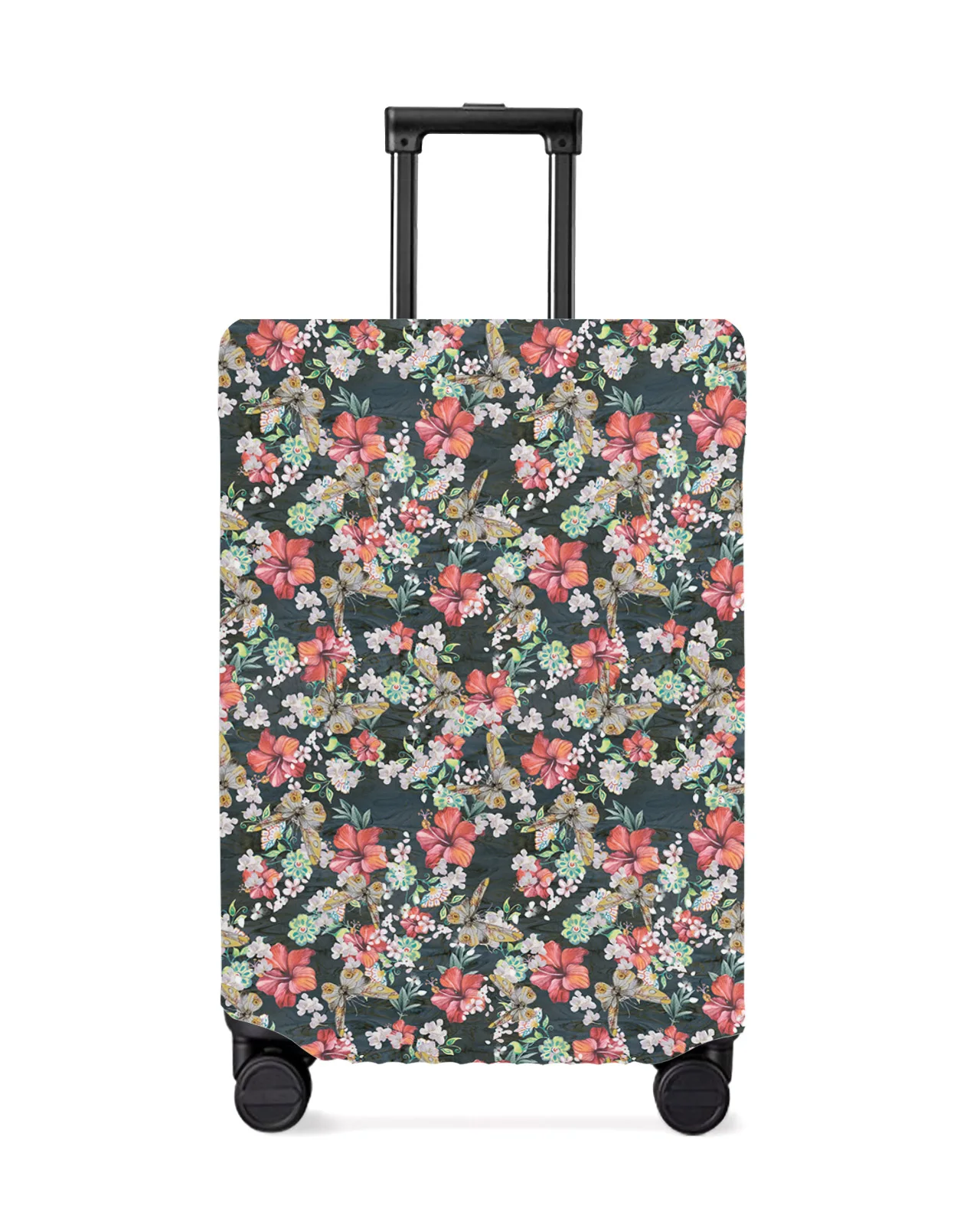 Vintage Flower Butterfly Leaf Luggage Cover Stretch Suitcase Protector Baggage Dust Cover for 18-32 Inch Travel Suitcase Case