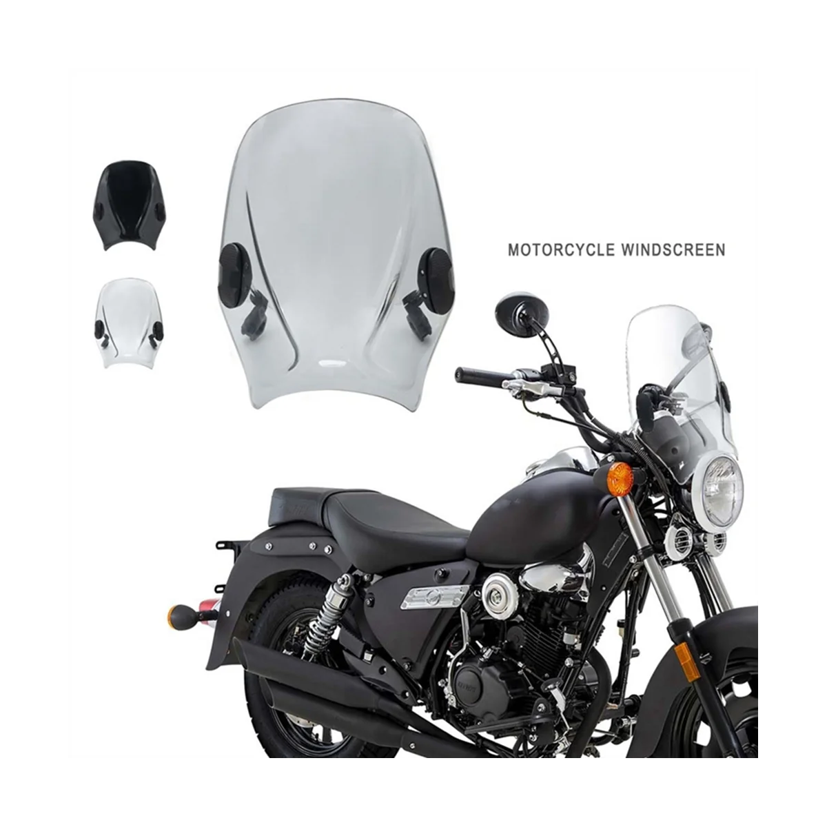Motorcycle Windshield Wind Shield Deflector for Bullet/Meteor/Classic 350 500 Interceptor 650(Gray) image 5