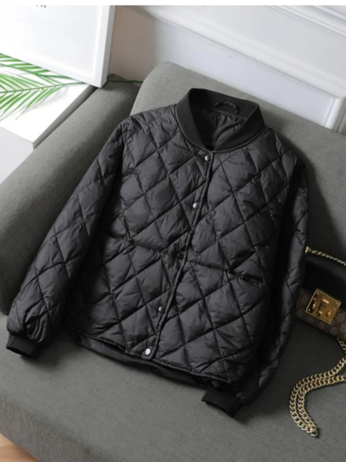 경량 푸퍼 재킷 여성용 짧은 코튼 재킷 경량 다이아몬드 느슨한 야구 스타일 슬리밍 가을 겨울 코트