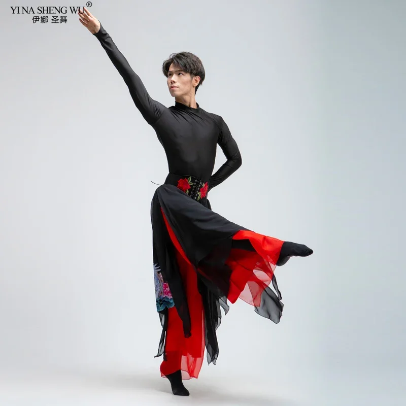 

Классические танцевальные костюмы, шифоновая тренировочная одежда в китайском стиле, удобные и элегантные танцевальные костюмы унисекс