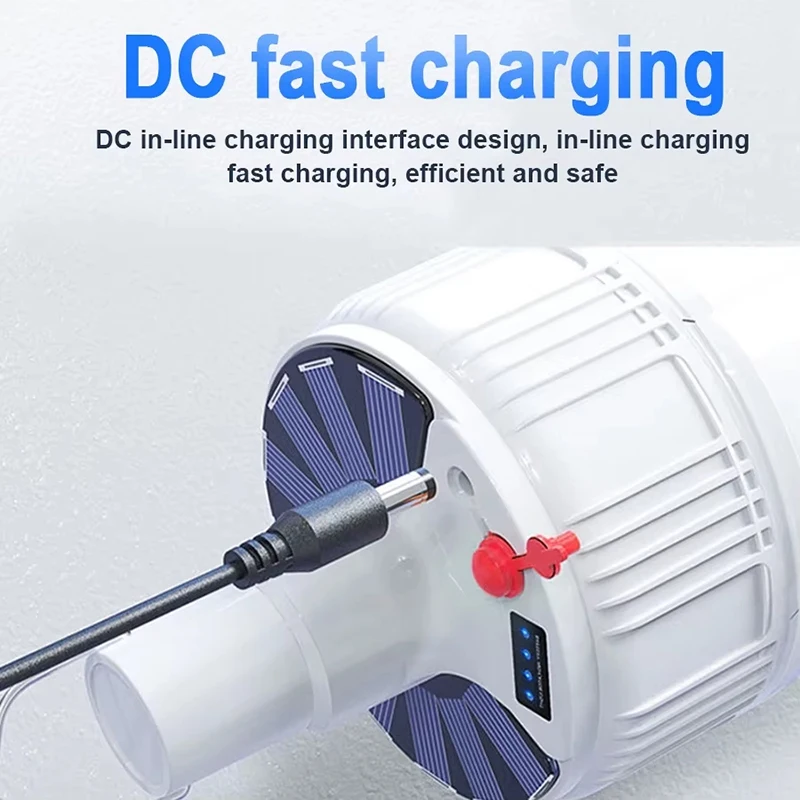 Solar Charging Portable Outdoor LED Camping Light Bulb Remote Control with 5-speed Adjustable Light Waterproof Hook Tent Light