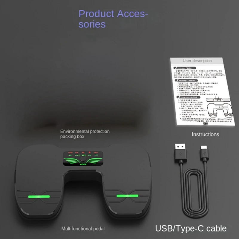●Wireless Foot Pedal Double Switch Music Page Turner Silent Foot Pedal for Tablets Smartphones Rechargeable Anti-Skid