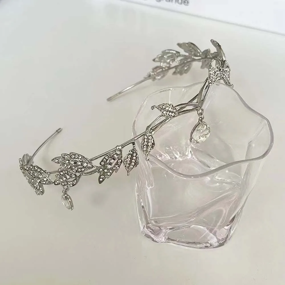 Golden Elegant Elf Rhinestone Headband Exquisite Alloy Crystal Forehead Accessory Hairband Headwear Bride Shiny Hair Hoop Women