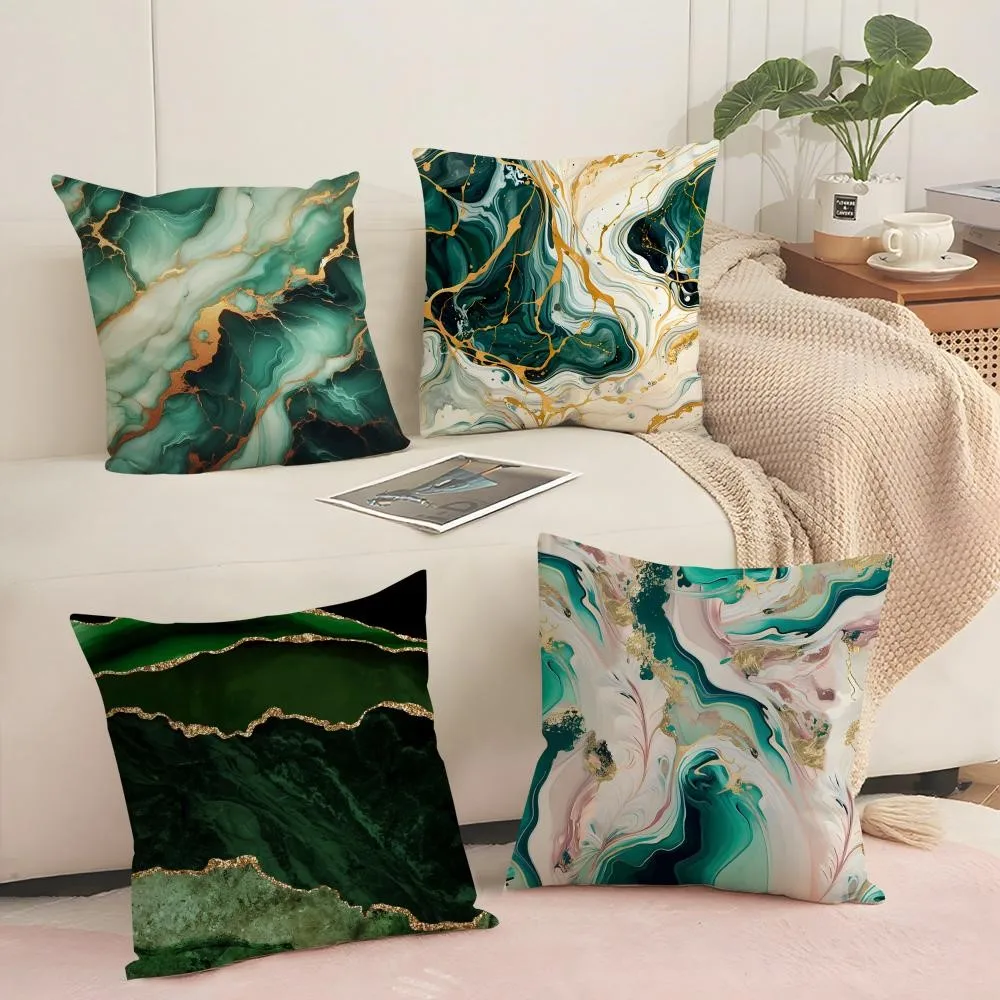 1Pc Personalized Marble Pattern Throw Pillow, Double-Sided Printing Design, Soft Plush Cushion with Insert, Perfect Gift