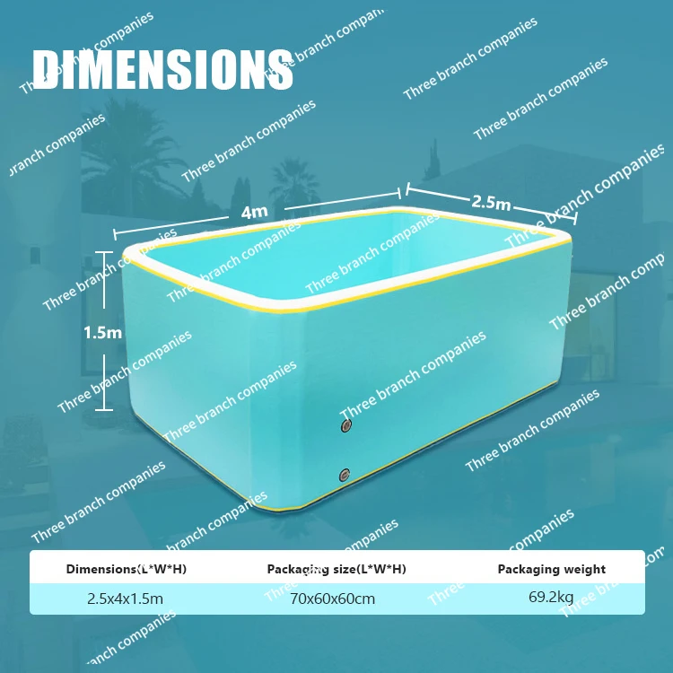 Outdoor Indoor Summer Inflatable Ground Rectangular Family Pool