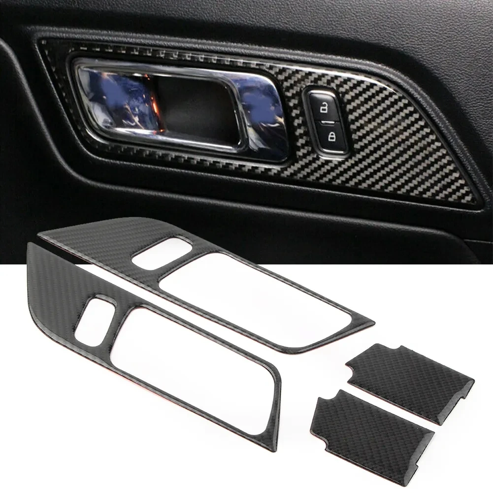 

ABS Car Interior Door Handle Frame Carbon Fiber Styling Trim Sticker Decor for Ford Mustang 2015 2016 2017 2018 2019